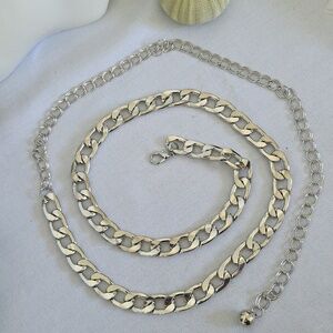 Silver Cuban Link Chain Belt